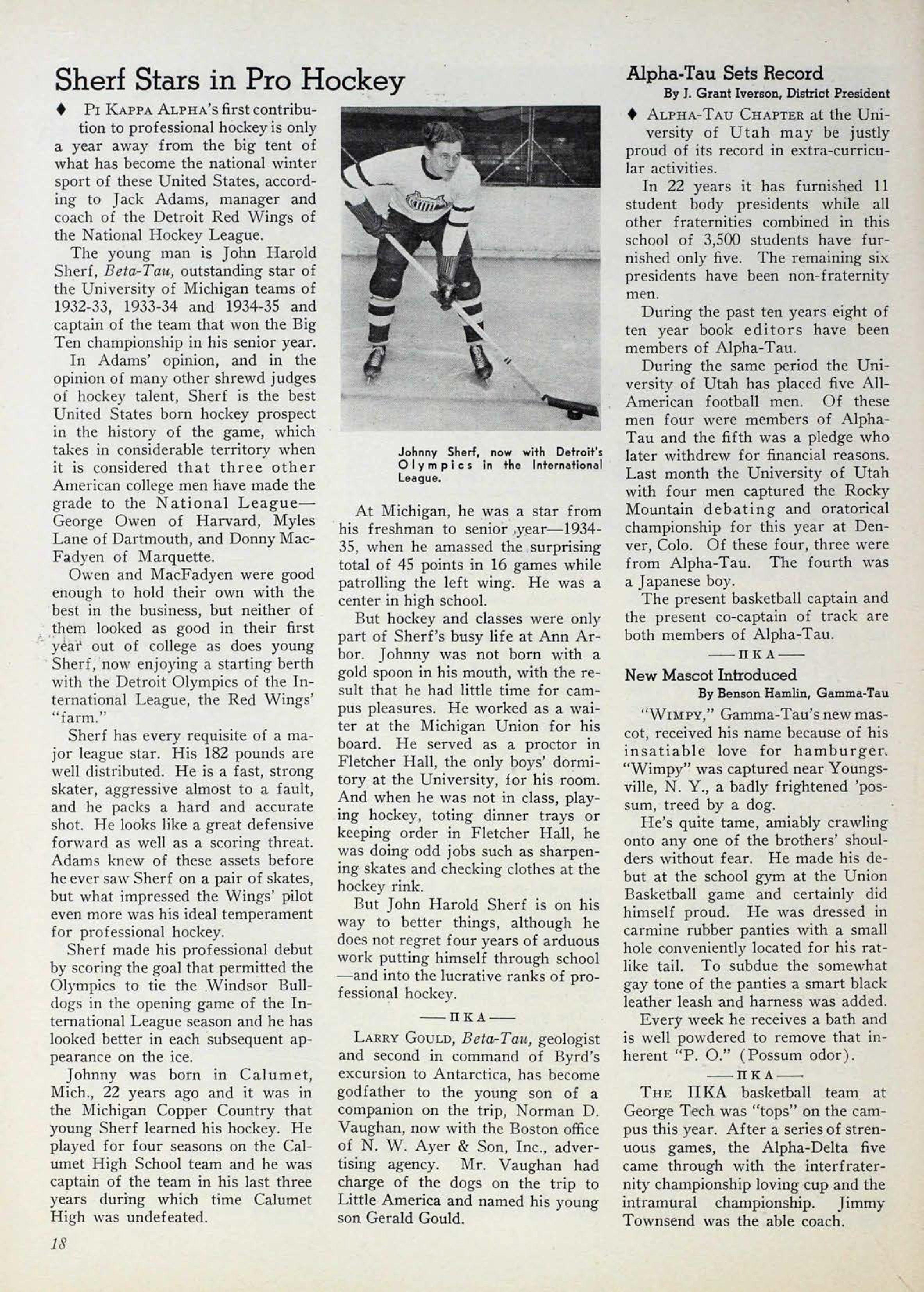 Sherf Stars In Pro Hockey